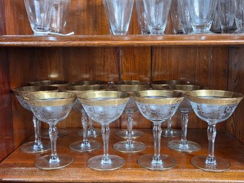 (12pc) Tiffin Franciscan Coupe Glasses In 'Rambler Rose' Pattern