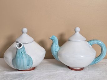 Pair Of MacKenzie-Childs Ceramic Teapots