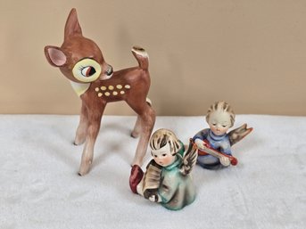 (3pc) Vintage Goebel Hummel Figurines W/ Full Bee Mark - Bambi & More
