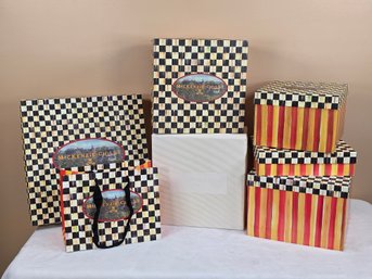 Grouping Of MacKenzie-Childs Gift Bags & Boxes - EMPTY