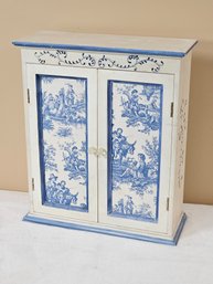 Vintage Dutch Delft Blue Wood Tabletop Wardrobe