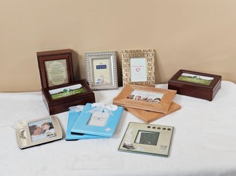 Grouping Of Picture Frames & Memory Boxes