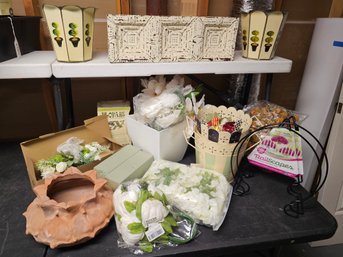 Grouping Of Faux Florals & Planters