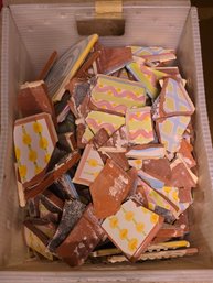 Bin Filled With Broken Mackenzie Childs Ceramic Tiles - For Crafting