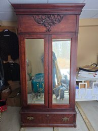 Antique Mirrored Mahogany Bureau / Coat Closet