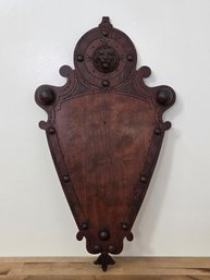 Victorian-Style Carved Wood Shield Wall Plaque