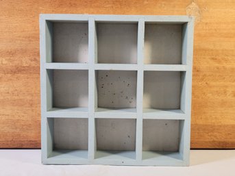 Vintage Light Blue Painted 9-Cubby Wooden Box Display Shelf