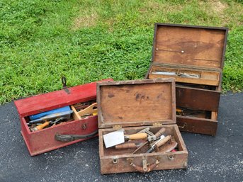 Wooden Toolbox Estate Lot W/ Contents