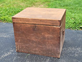 Antique Primitive Wooden Storage Trunk Chest
