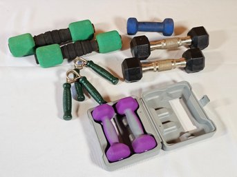 Assorted Hand Dumbbells And Grip Strength Trainers