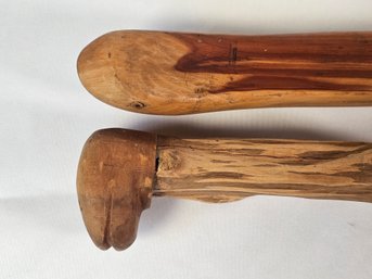 Hand-Carved Folk Art Walking Sticks - 2pc