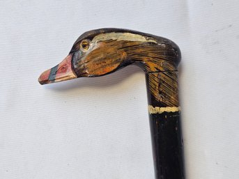 Vintage Hand-Painted Duck Head Walking Cane