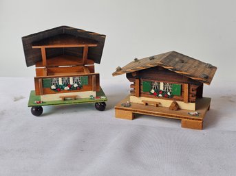 Lot Of 2 Vintage Swiss Chalet Music Boxes - Lador 'L'Alpe Joyeuse' & MAPSA 'Edelweiss'