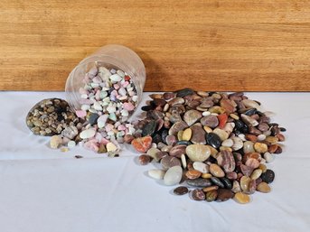 Polished River Rock & Decorative Pebble Lot: Mixed Aquarium, Terrarium, & Craft Polished Stones