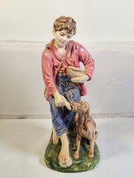 Vintage Ceramic Figurine Of A Boy And His Dog