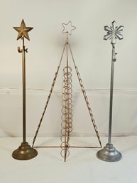 3 Metal Holiday Display Stands - Holiday Card Holder & Stocking Holders