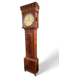 Antique American Grandfather Clock With Rare Ripple Carved Case - Possibly CT Maker