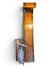 Vintage Wooden Toboggan & 2 Antique Sleds