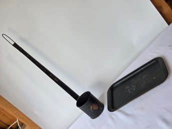 Antique Toleware Water Dipper And Tray