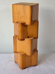 Wooden Block Pillar Candle Holders - Set Of Four