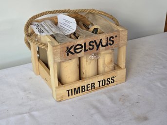 Kelsyus Timber Toss Wooden Lawn Game Set With Crate