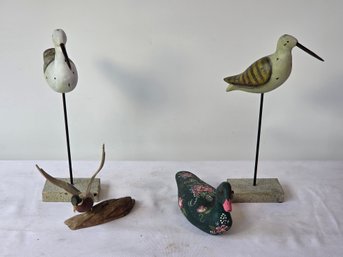 Handcrafted Decorative Wooden Bird Figures