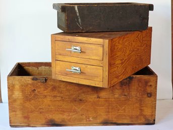 3 Antique Wooden Storage Drawers