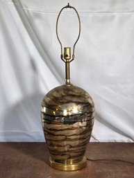 Vintage Mid-Century Smoked Tortoiseshell Pattern Glass Table Lamp