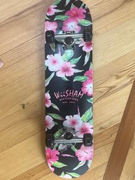 Wiisham Complete Skateboard With Floral Hibiscus Graphic  31' X 8'  Like New