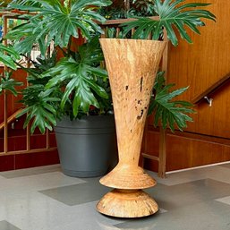 David Raymond Hand Turned Cherry Wood Floor Vase From Congregation Property Tree