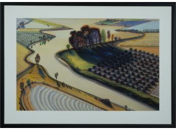 After Wayne Thiebaud (Am. 20th-21st Century) - 'Flatland River' 1997