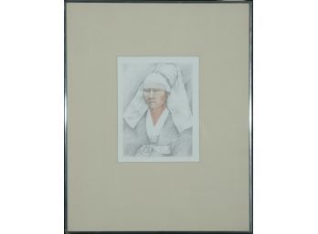 Joyce Reopel (Am. B. 1933) - 'Portrait Of The Artist As A Flemish Lady (After Van Der Weyden)' 1973