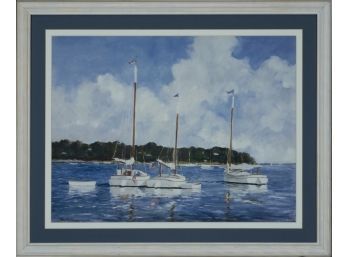 Ray Ellis (Am. 20th Century) - 'Moored Cat Boats'