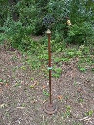 Antique Brass Lamp With Green Glass Embellishments