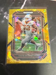 2023 Panini Prizm Draft Picks Gold Cracked Ice Football Trading Card Featuring David Montgomery