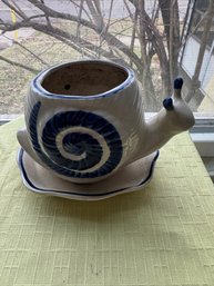 Adorable Snail Pottery Planter Pot