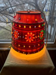 Vintage Light Up Lawn Ware Hanging Swag Lamp