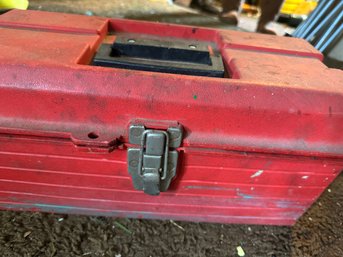 Red Toolbox With Contents Filled With Hand Tools