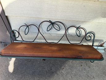 Vintage Metal And Wood Kitchen Shelf