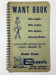 Vintage Want Book From Eriksen's