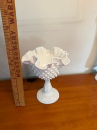 Vintage Fenton Hobnail White Milk Glass Compote