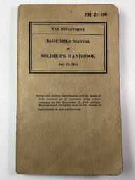 Antique Soldiers Handbook War Department Book Booklet