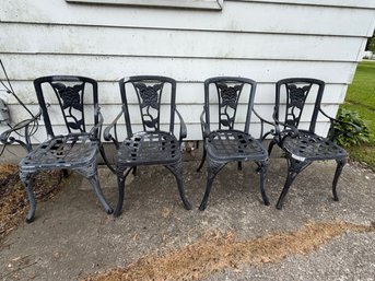 Lot Of Four Cast Heavy Rose Chairs Outdoor Furniture Chair