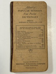 Abbotts Popular Modern Vest Pocket Dictionary Vintage Antique Book