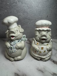Fitz & Floyd Chef Pig Salt & Pepper Shaker Lot Set