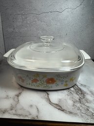 Vintage CorningWare Wildflower Square Casserole Dish 1970s
