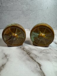 Vintage Salt And Pepper Shakers Frankoma Wagon Wheel Pottery 1940s