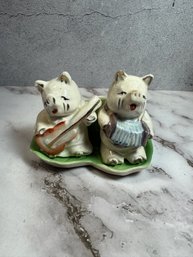Vintage Condiment Set Musical Pig Ceramic 1950s Japanese Set