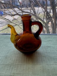 Vintage Hand-blown Amber Glass Cruet