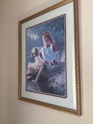 Decorative Child With Dog Framed Wall Art